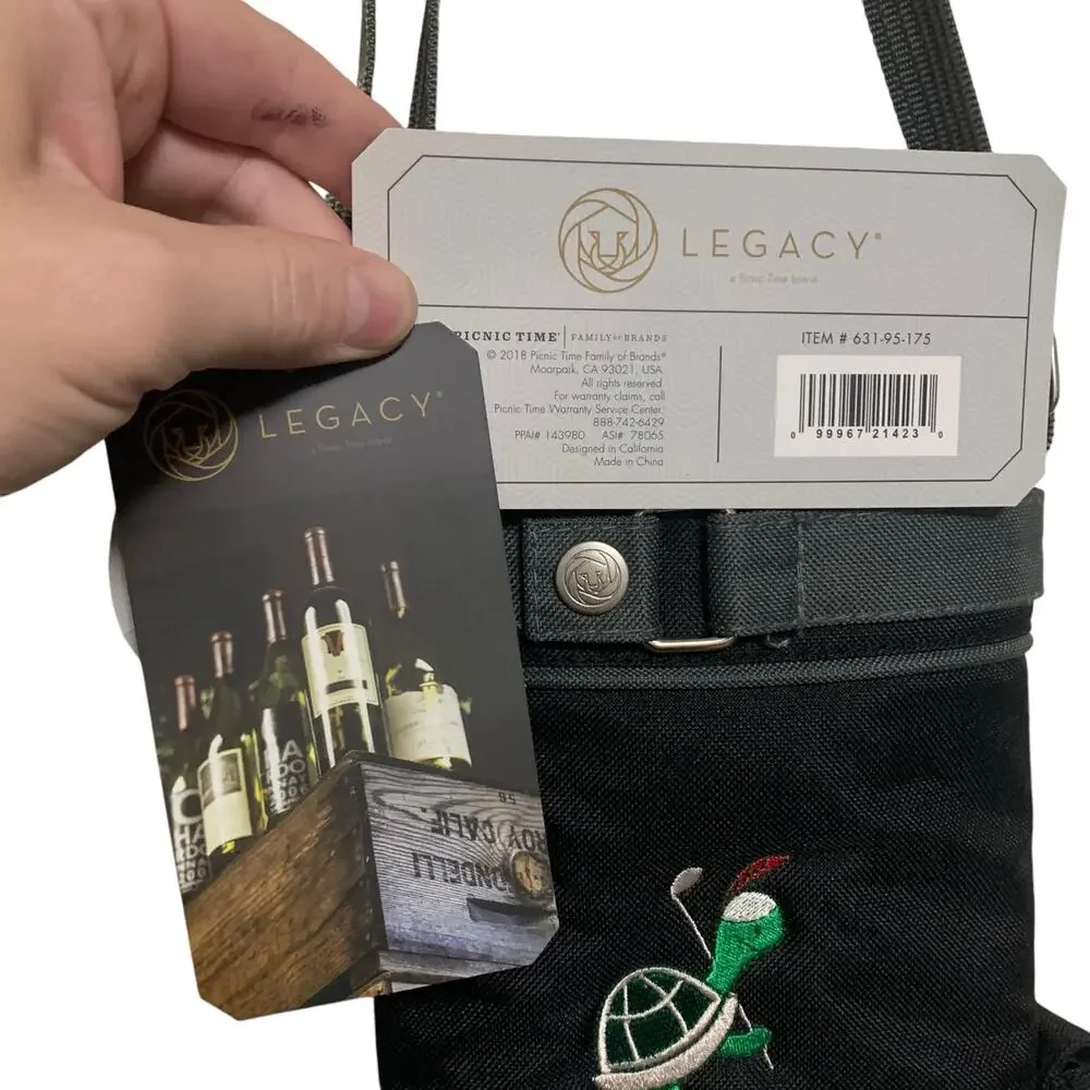Legacy A Picnic Time Brand Insulated Single Bottle Wine Bag With Strap
